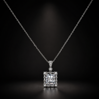 Monolith Pendant - lab-created moissanite necklace in 925 sterling silver
