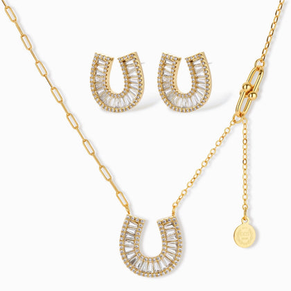 Horseshoe Necklace and Earring Set