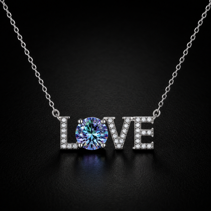 LOVE Moissanite Necklace - lab-created moissanite necklace in 925 sterling silver