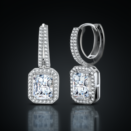 Obelisk Drops - near colorless lab-created moissanite earring in 925 sterling silver