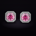 Blush Halo Moissanite Stud Earrings