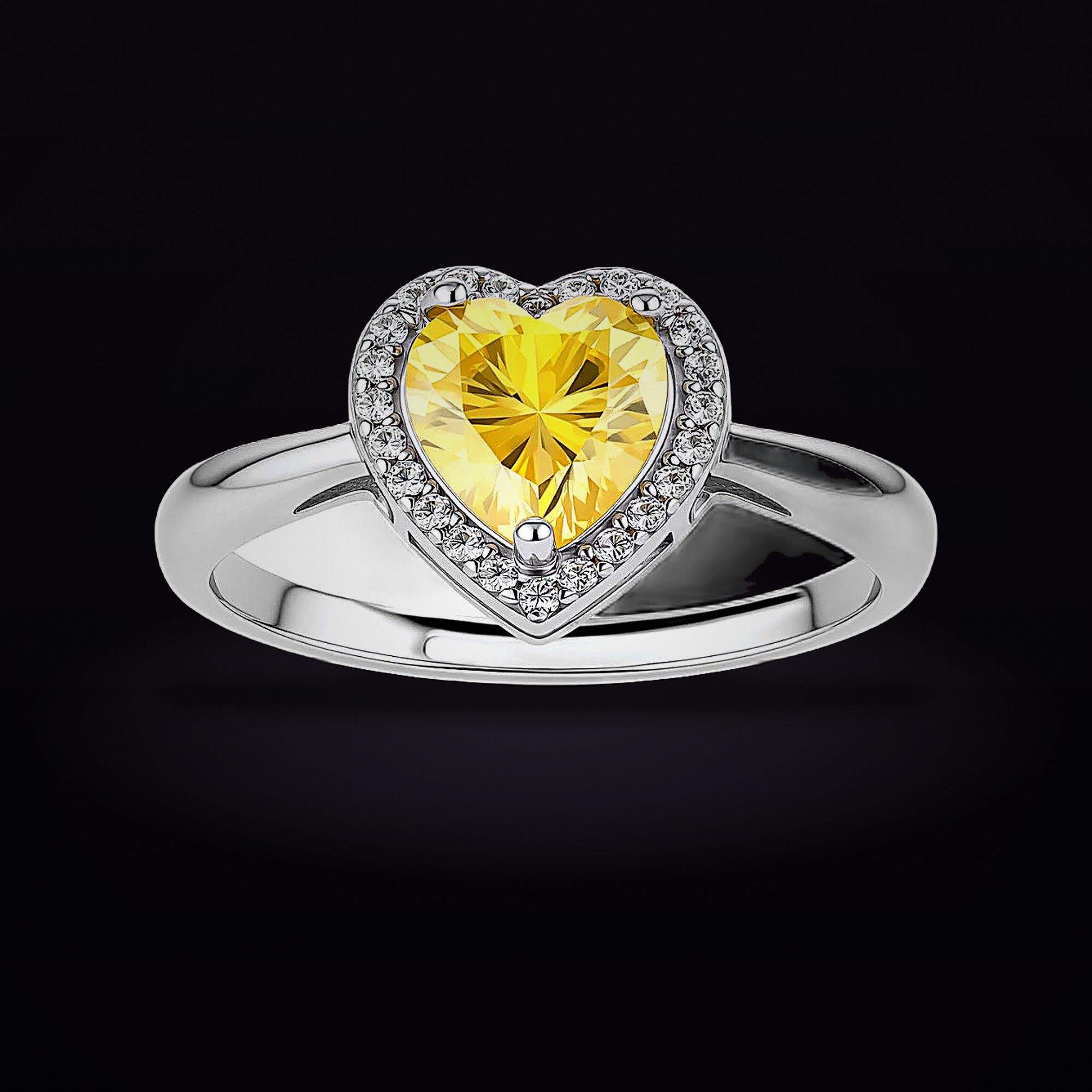Golden Heart Halo Ring