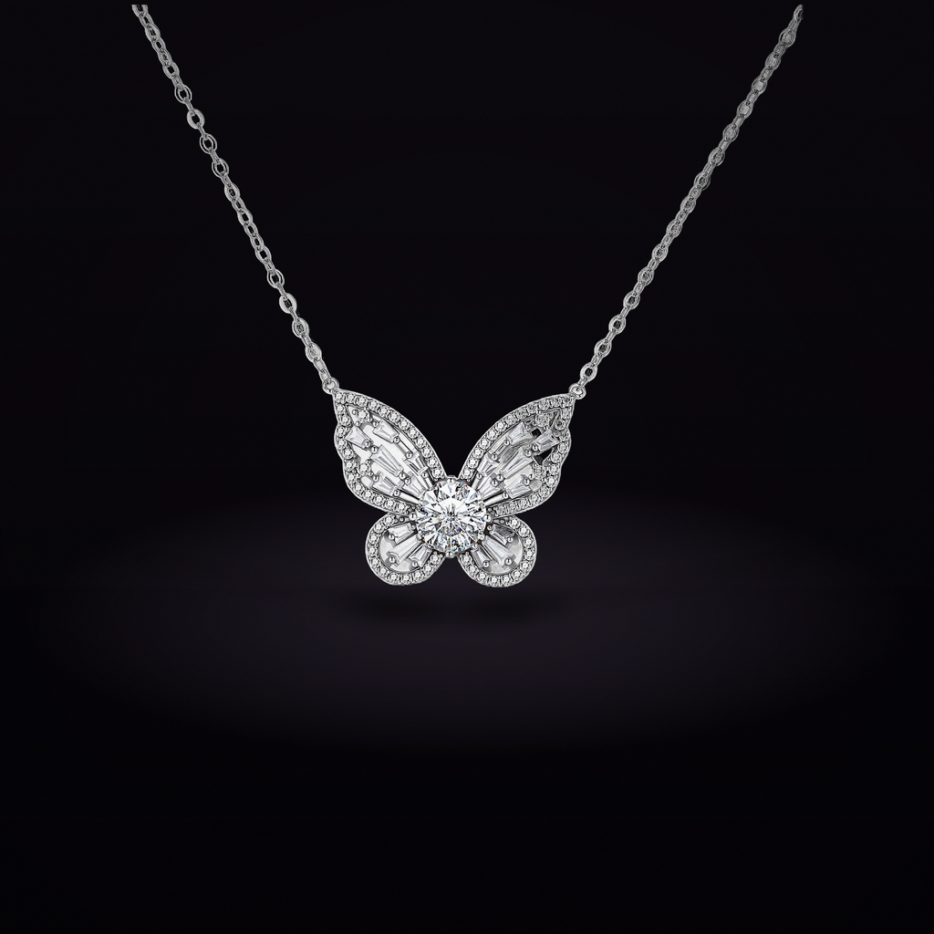 Radiant Butterfly Moissanite Necklace