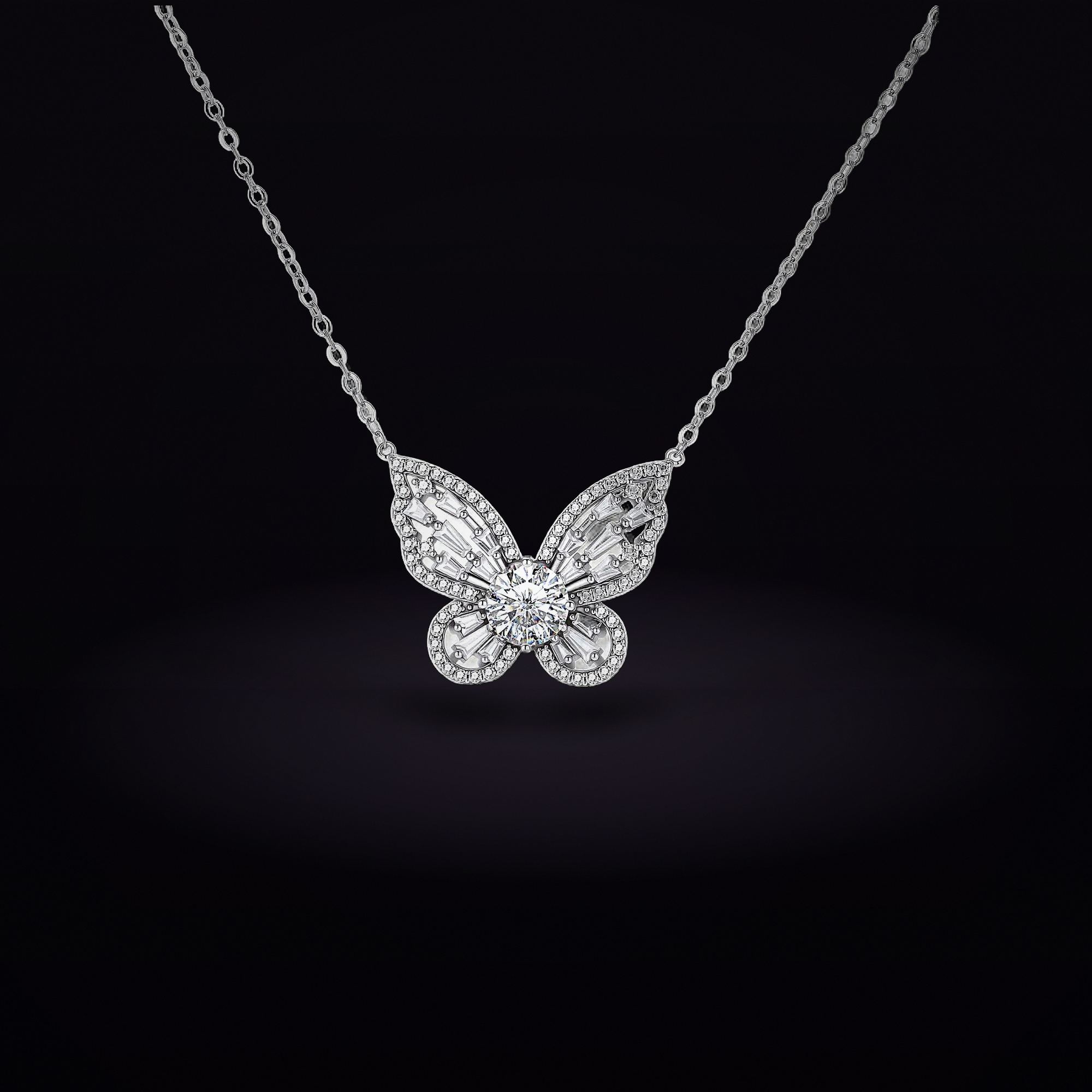 Radiant Butterfly Moissanite Necklace
