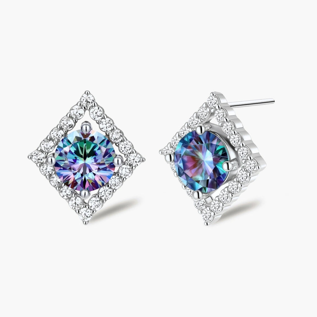 Prism Dreams Studs - multi color lab-created moissanite earring in 925 sterling silver - view 3