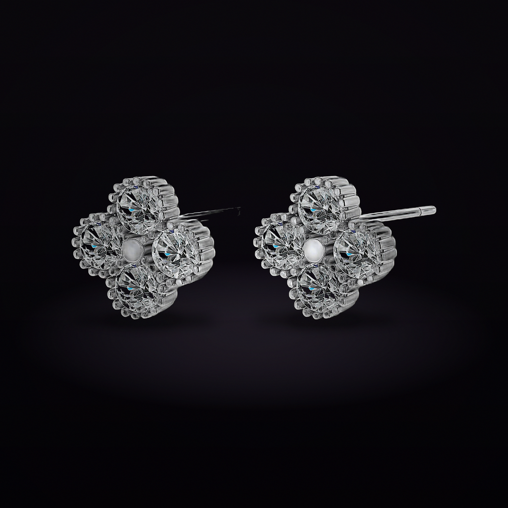 Quatrefoil Moissanite Studs