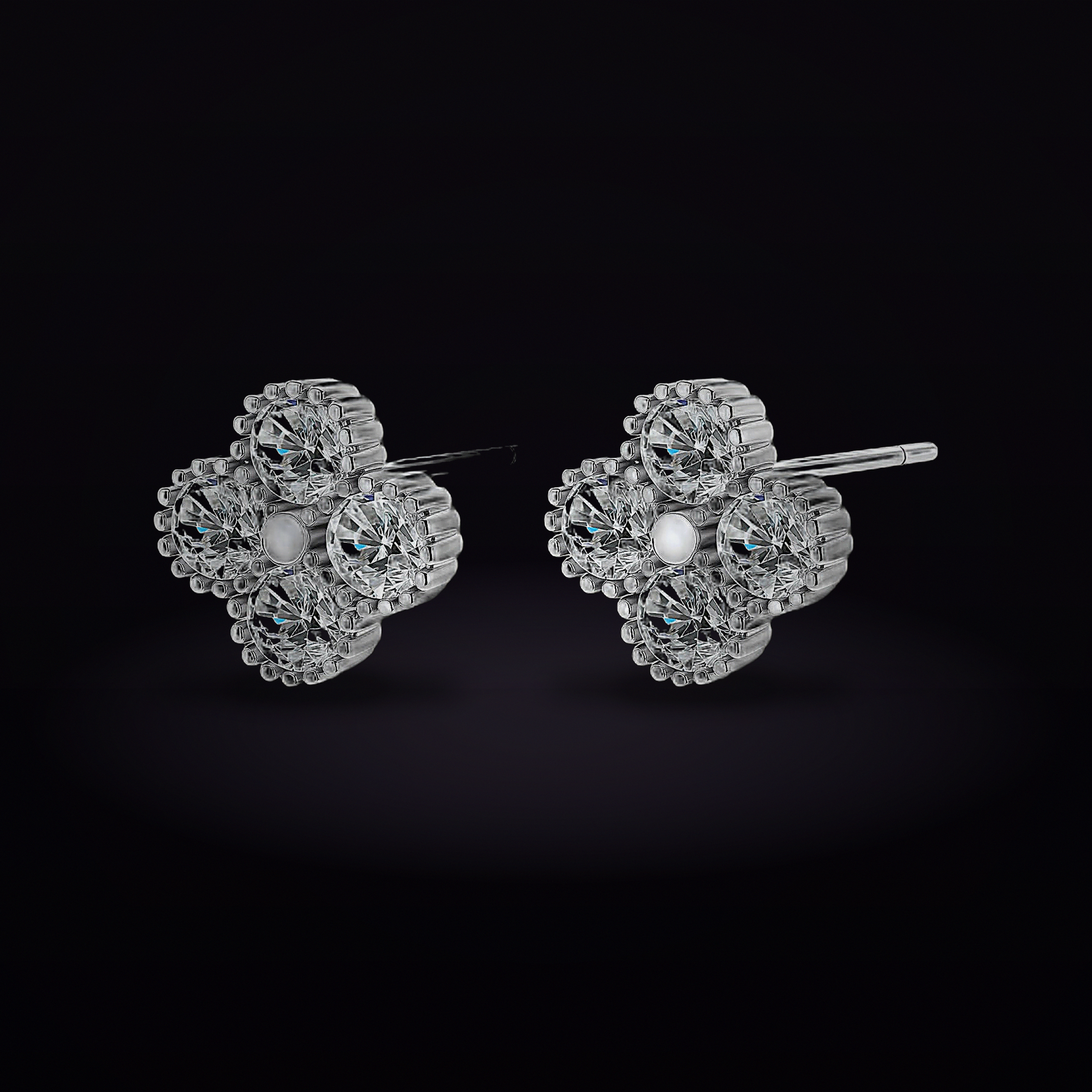 Quatrefoil Moissanite Studs