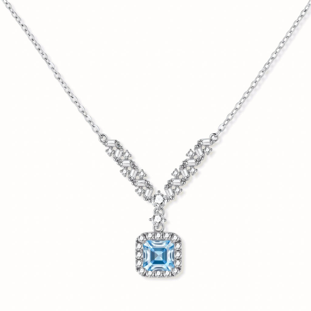 Celestial Arc Moissanite Necklace - blue lab-created moissanite necklace in 925 sterling silver - view 2