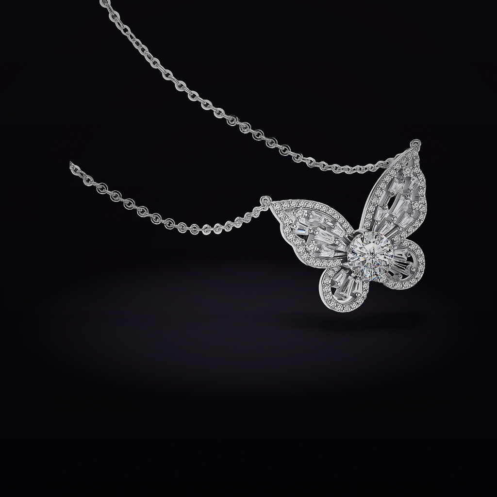 Radiant Butterfly Moissanite Necklace
