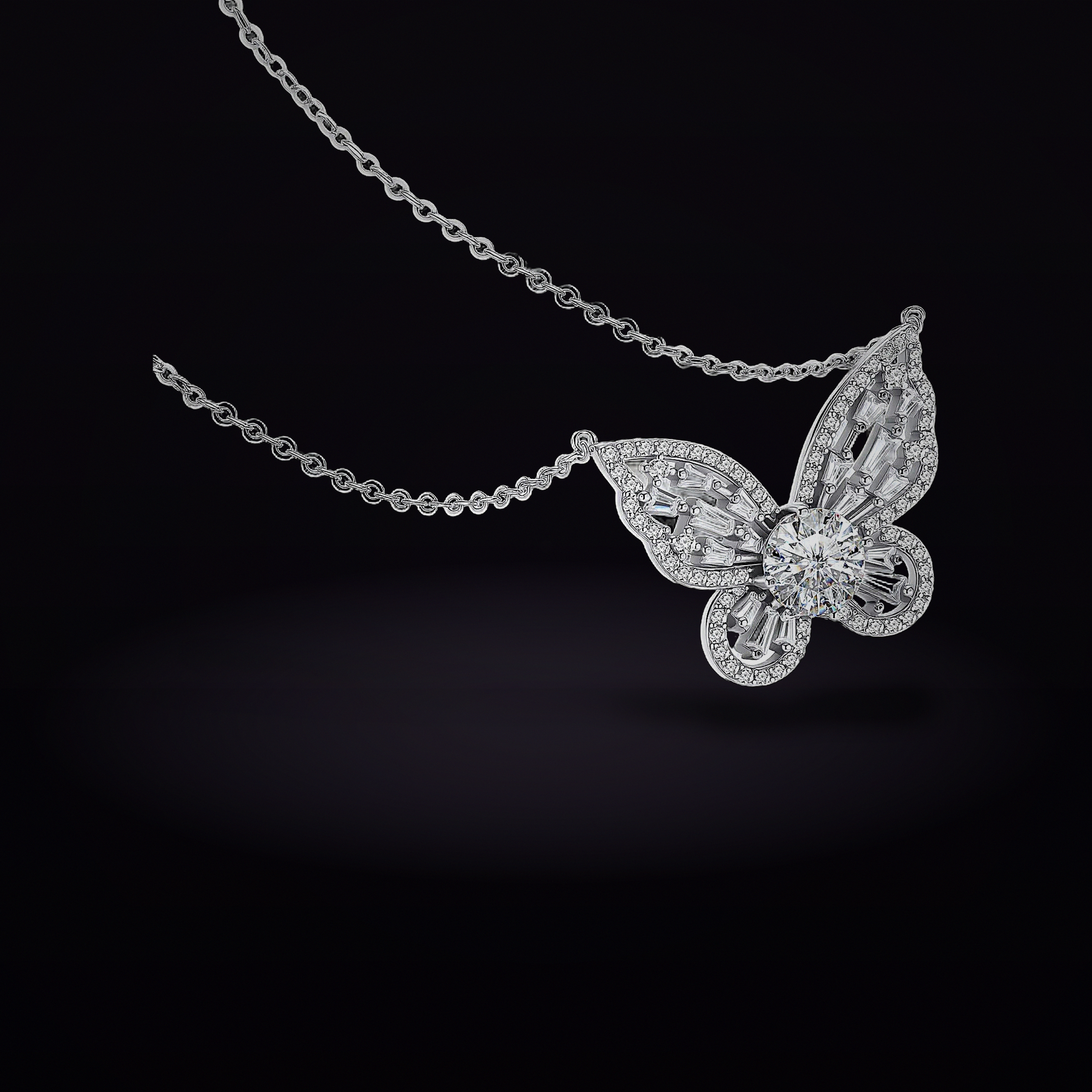 Radiant Butterfly Moissanite Necklace