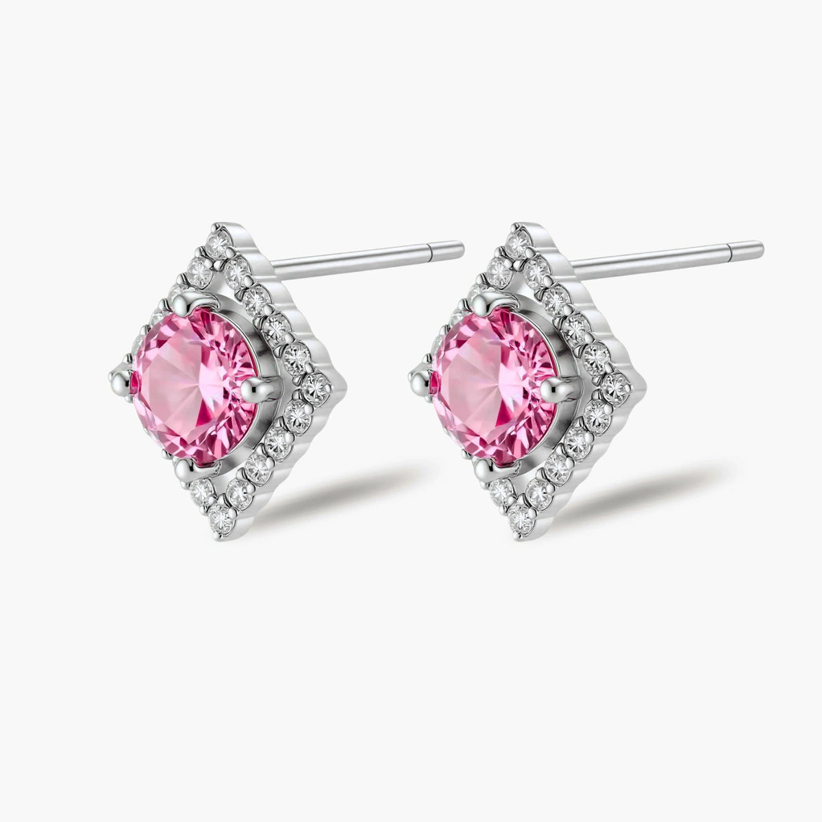 Lumen Halo Studs - near colorless lab-created moissanite earring in 925 sterling silver - view 2