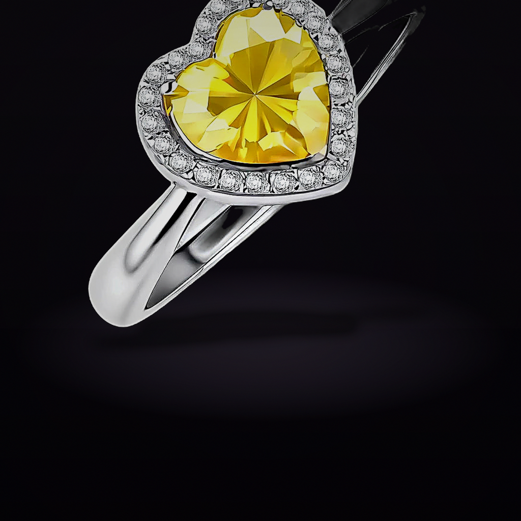 Golden Heart Halo Ring