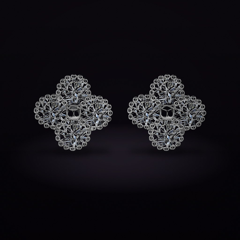 Quatrefoil Moissanite Studs