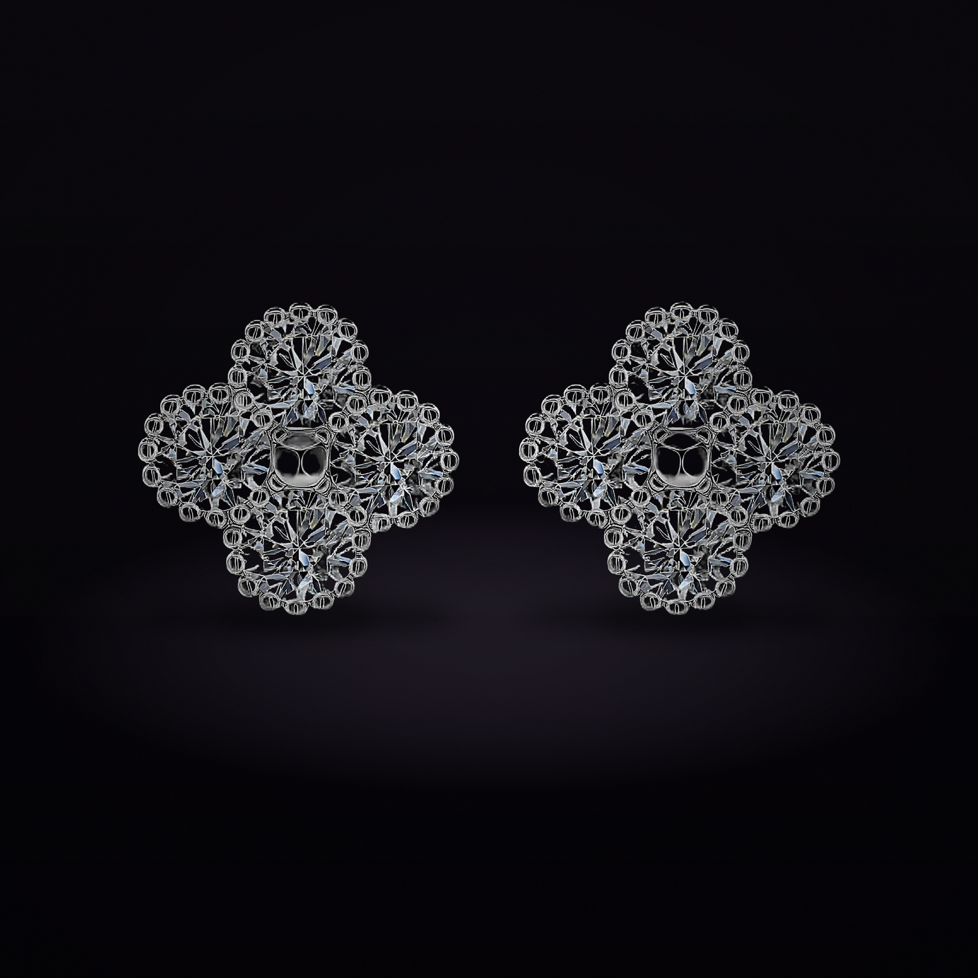 Quatrefoil Moissanite Studs