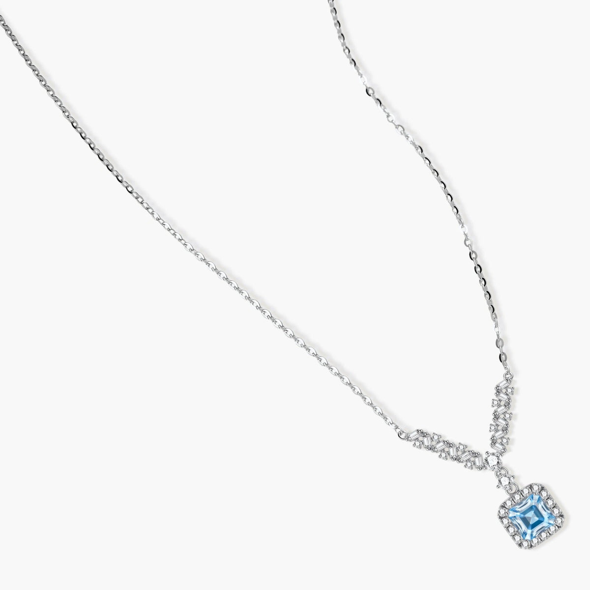 Celestial Arc Moissanite Necklace - blue lab-created moissanite necklace in 925 sterling silver - view 3