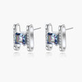 Prism Square Studs - multi color lab-created moissanite square cut earring in 925 sterling silver - view 2