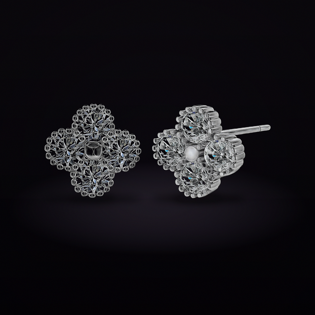 Quatrefoil Moissanite Studs