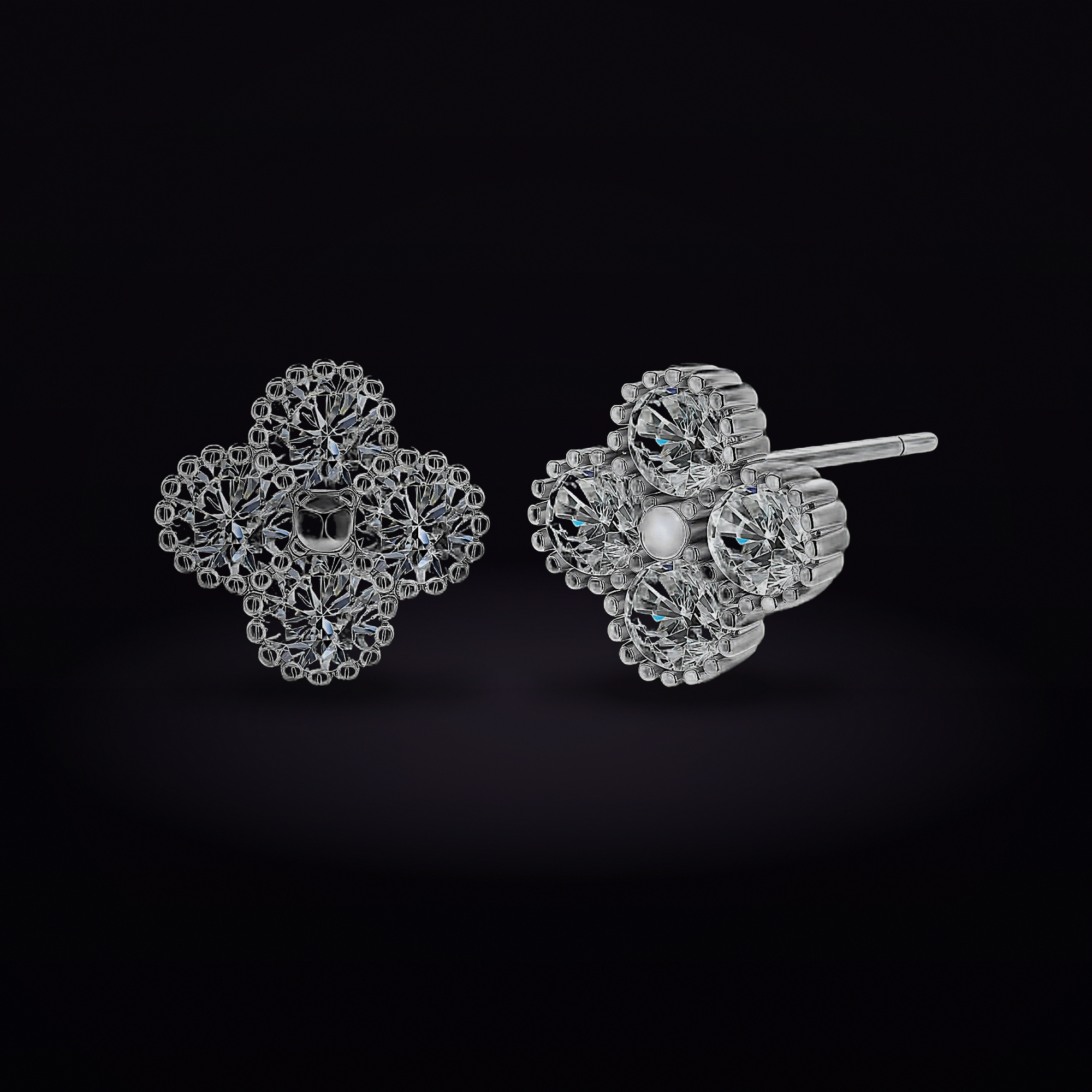 Quatrefoil Moissanite Studs