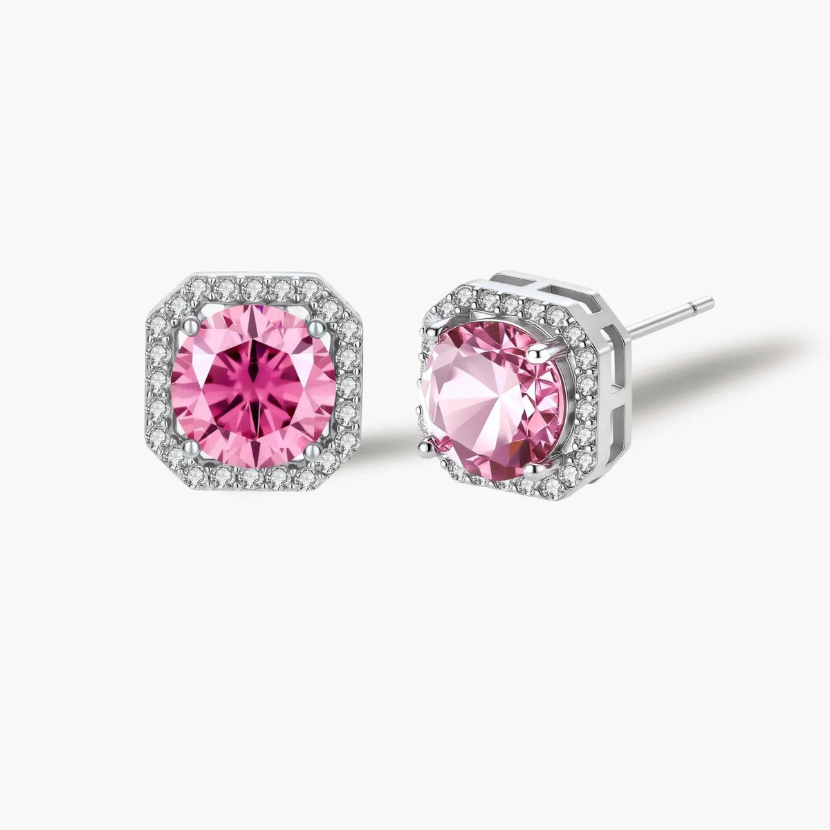 Blush Dreams Moissanite Set - pink lab-created moissanite jewelry set in 925 sterling silver - view 4