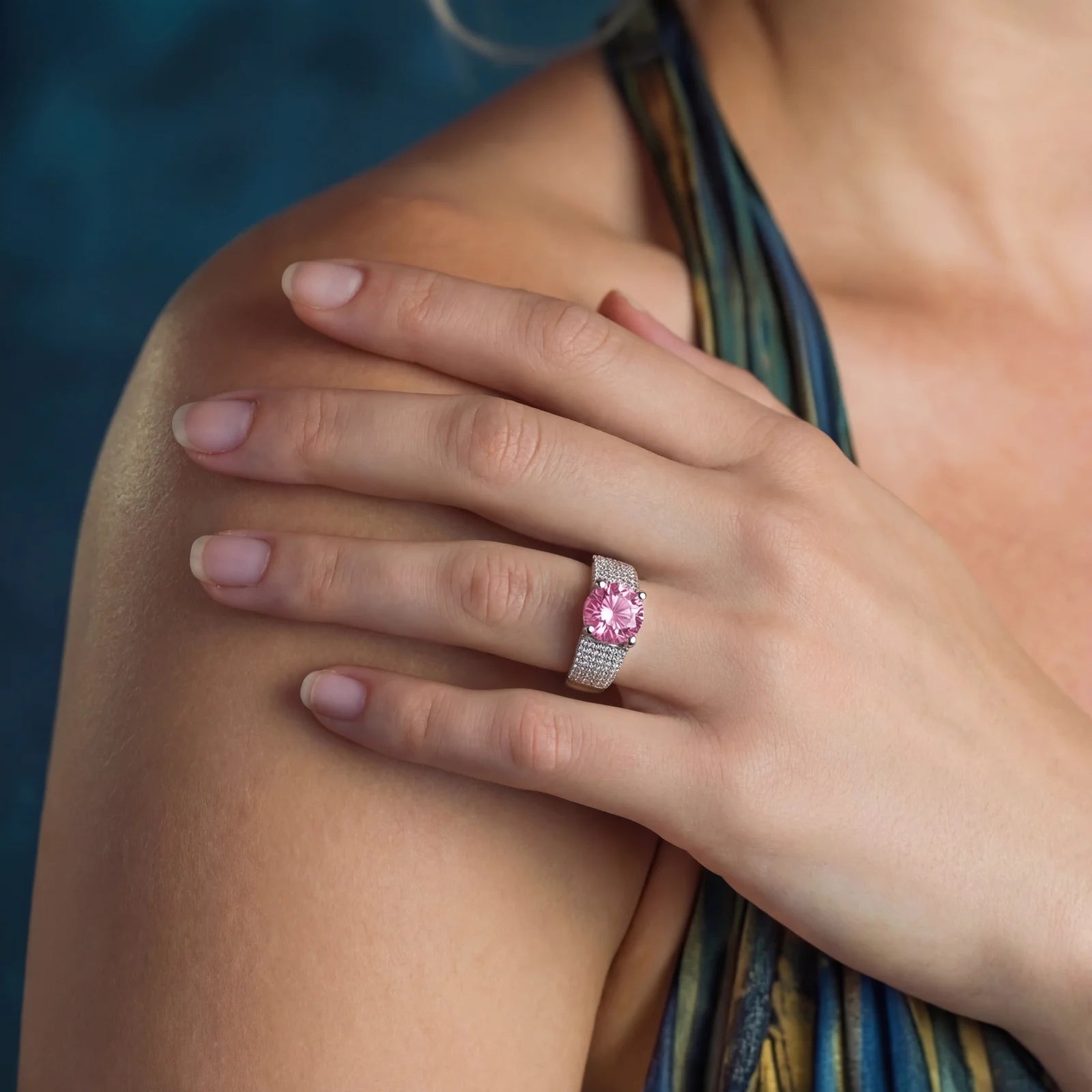 Blush Dreams Moissanite Set - pink lab-created moissanite jewelry set in 925 sterling silver - view 6