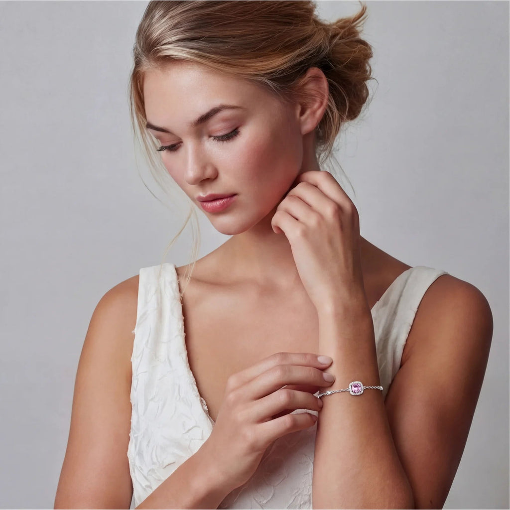 Blush Dreams Moissanite Set - pink lab-created moissanite jewelry set in 925 sterling silver - view 7