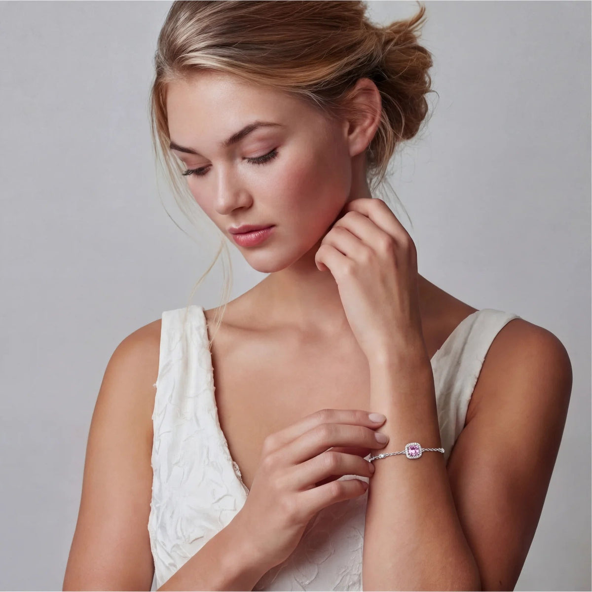 Blush Dreams Moissanite Set - pink lab-created moissanite jewelry set in 925 sterling silver - view 7