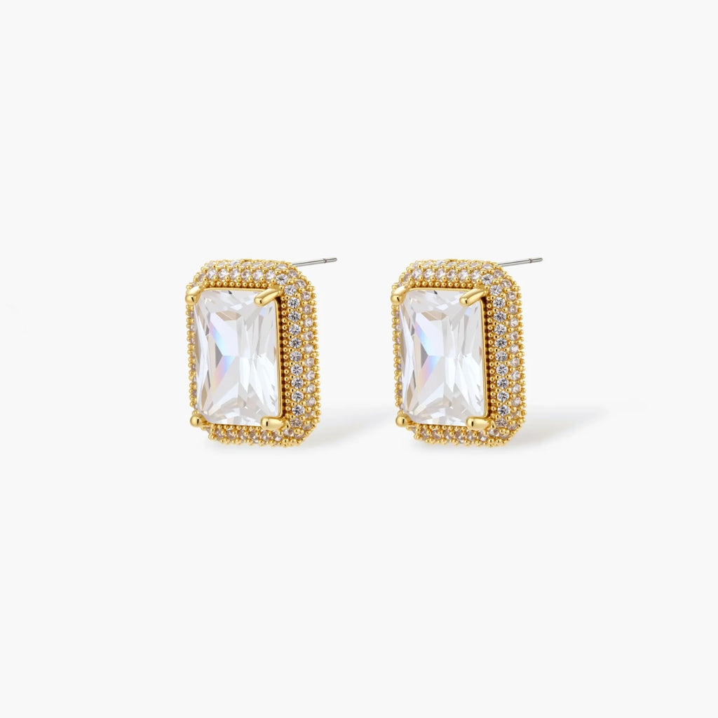Rectangle Halo Necklace and Earring Set