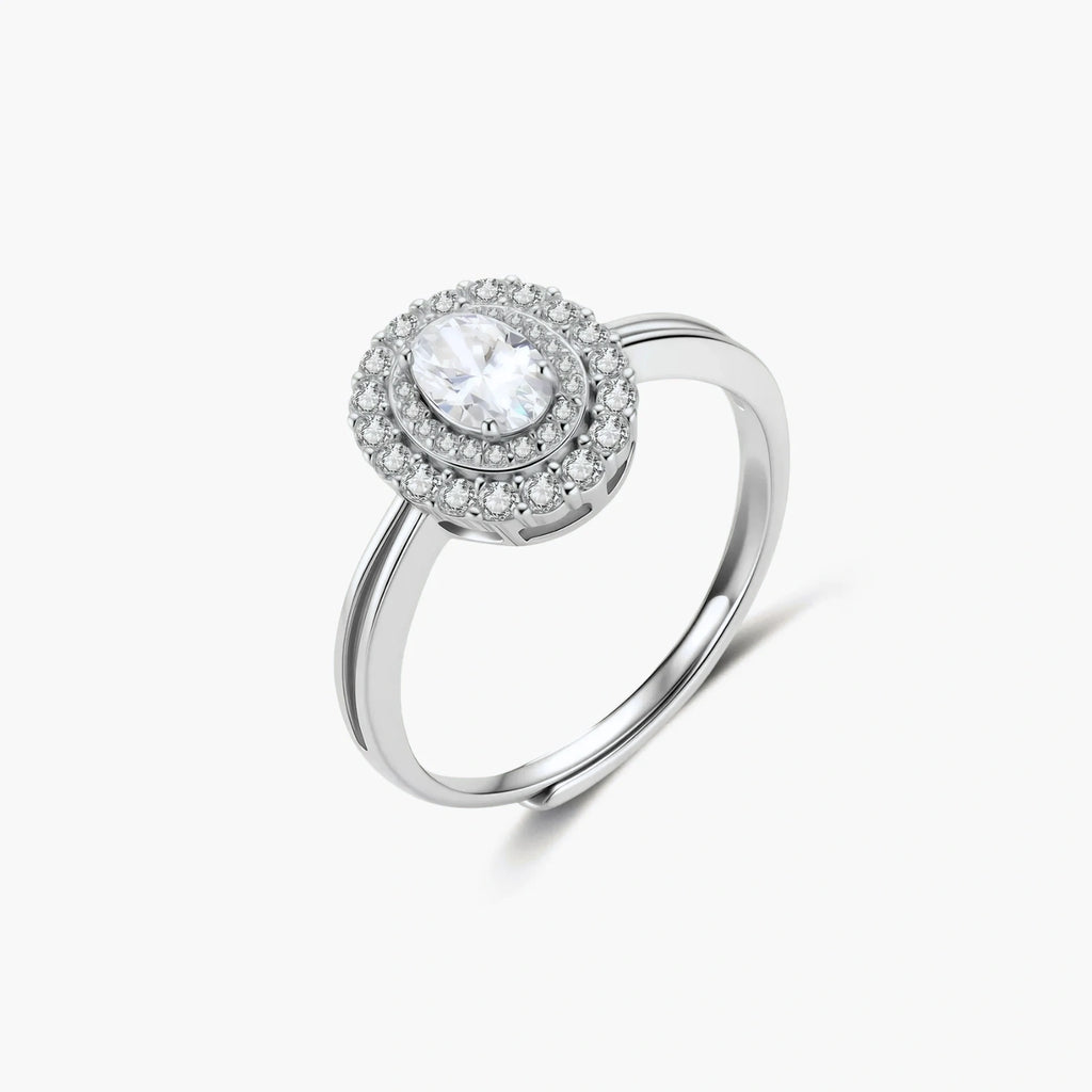 Aureole Halo Ring - lab-created moissanite ring in 925 sterling silver - view 2