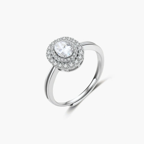 Aureole Halo Ring - lab-created moissanite ring in 925 sterling silver - view 2