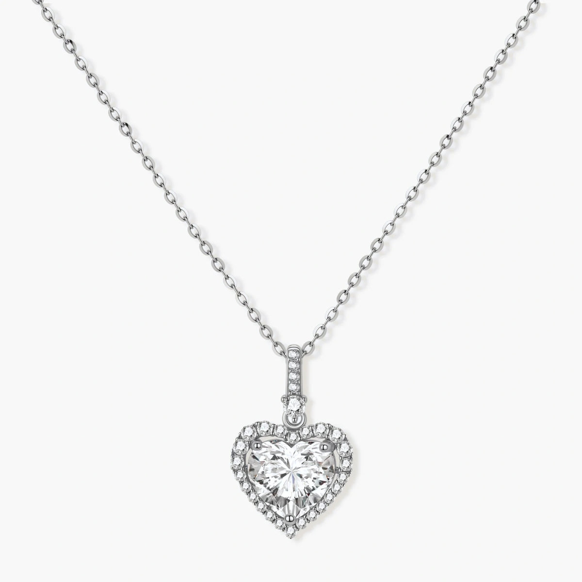 Heart Symphony Moissanite Set - lab-created moissanite heart cut jewelry set in 925 sterling silver - view 2