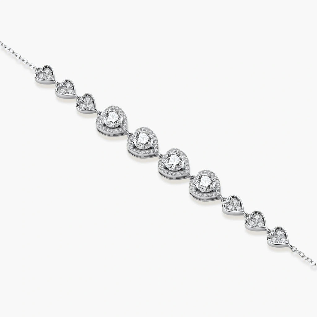 Heart Symphony Moissanite Set - lab-created moissanite heart cut jewelry set in 925 sterling silver - view 3