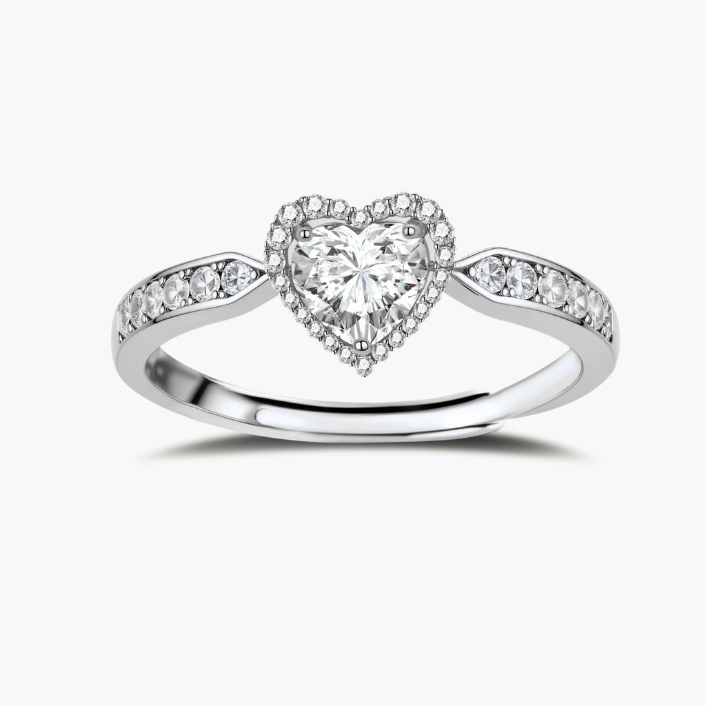 Heart Symphony Moissanite Set - lab-created moissanite heart cut jewelry set in 925 sterling silver - view 4