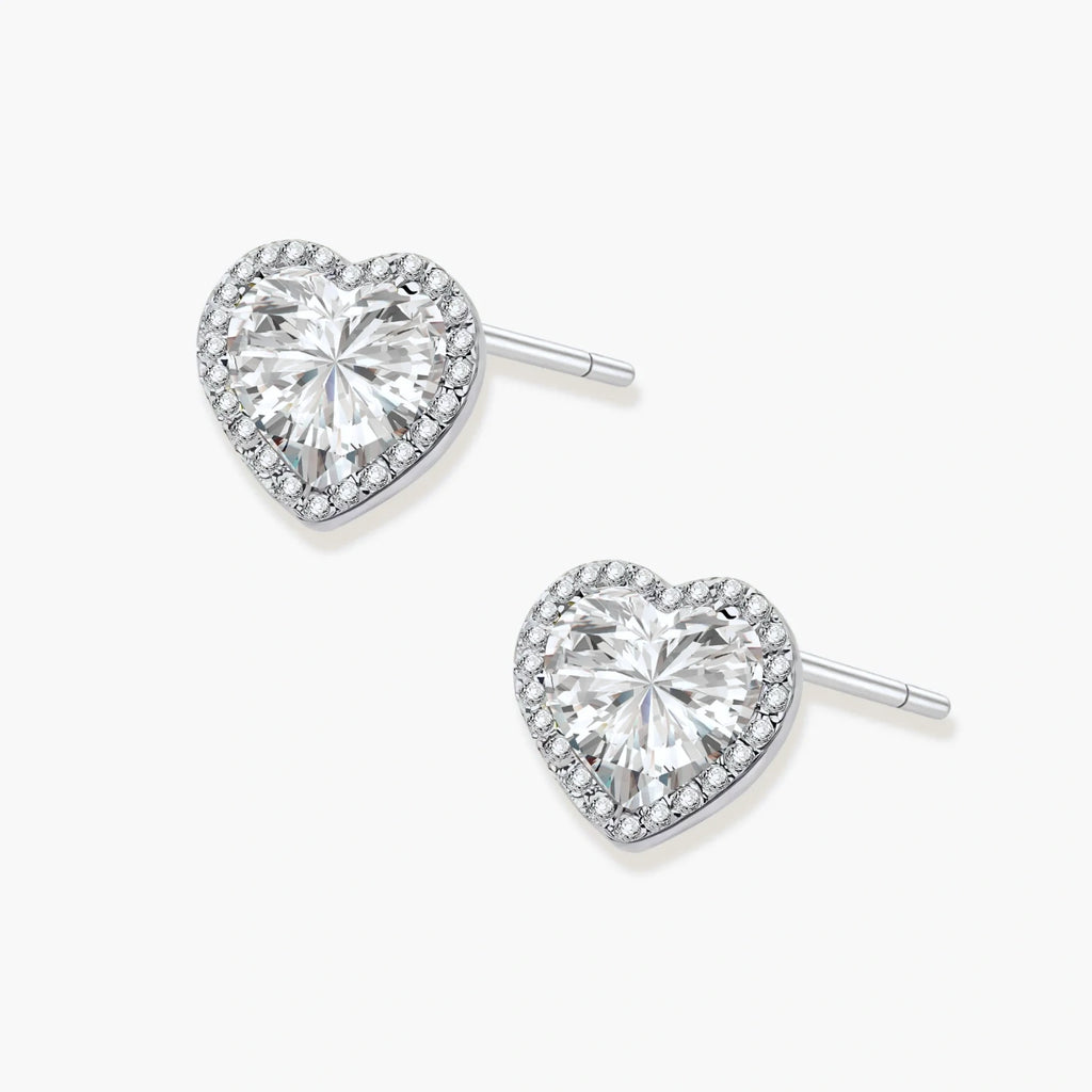 Heart Symphony Moissanite Set - lab-created moissanite heart cut jewelry set in 925 sterling silver - view 5