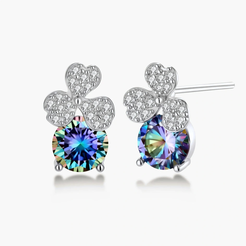 Lucky Clover Moissanite Set - multi color lab-created moissanite jewelry set in 925 sterling silver - view 4