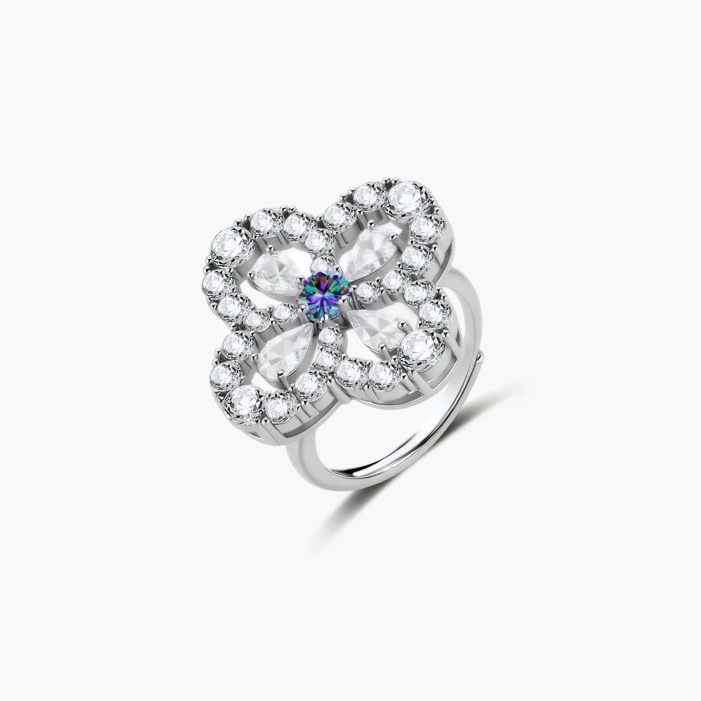 Lucky Clover Moissanite Set - multi color lab-created moissanite jewelry set in 925 sterling silver - view 2