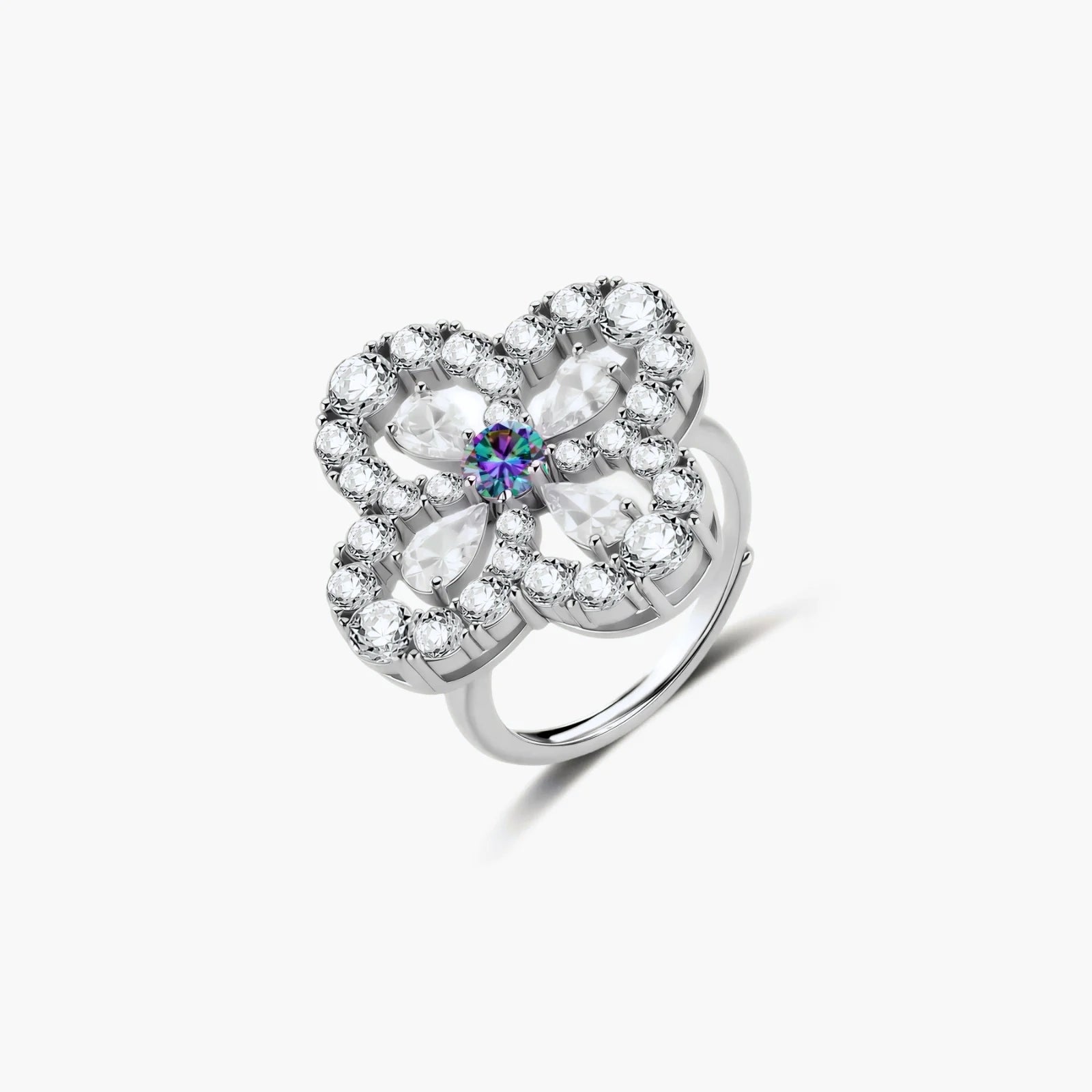 Lucky Clover Moissanite Set - multi color lab-created moissanite jewelry set in 925 sterling silver - view 2