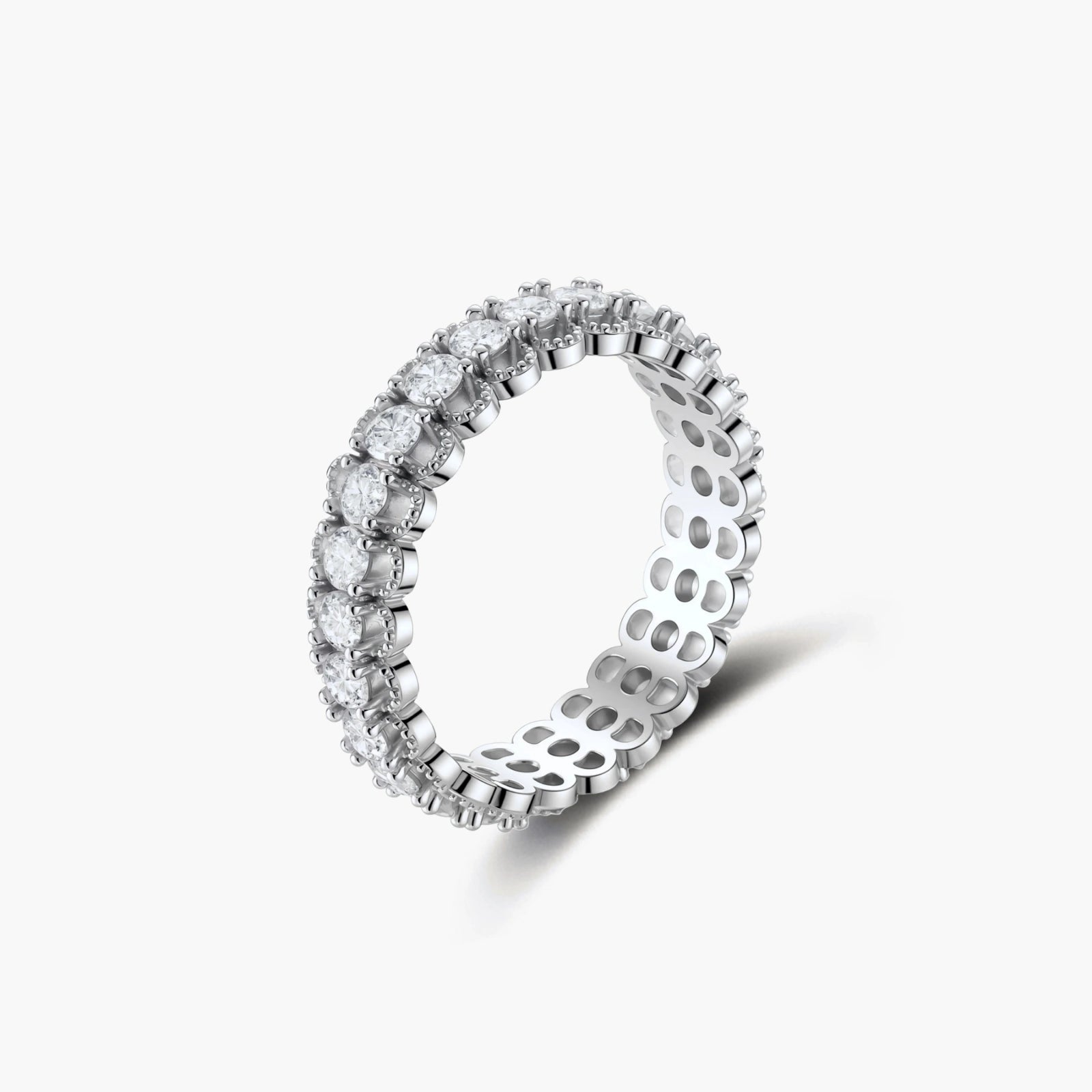 Eclipse Eternity Band - lab-created moissanite ring in 925 sterling silver - view 2