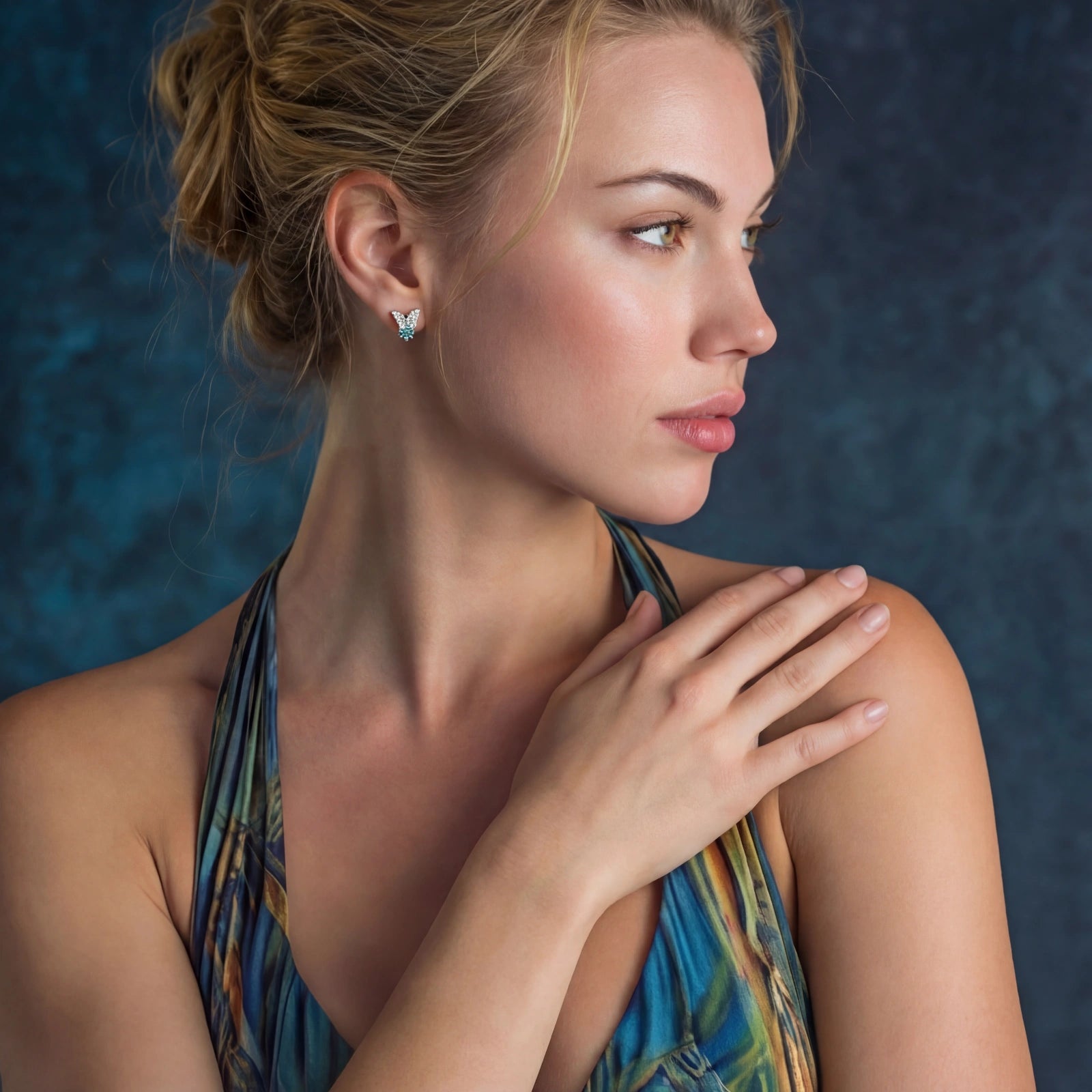 Butterfly Transformation Studs - lab-created moissanite earring in 925 sterling silver - view 3