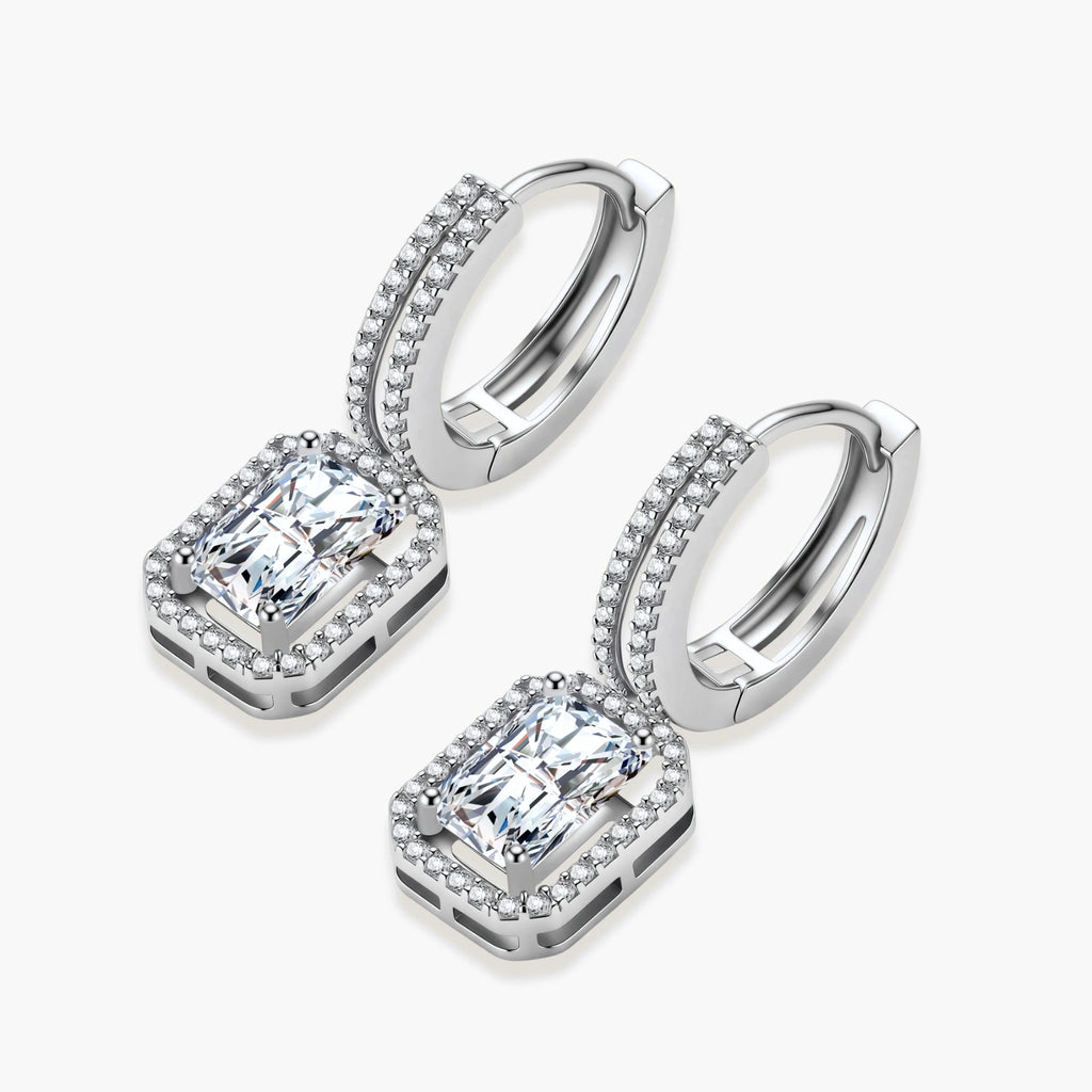 Obelisk Drops - near colorless lab-created moissanite earring in 925 sterling silver - view 3