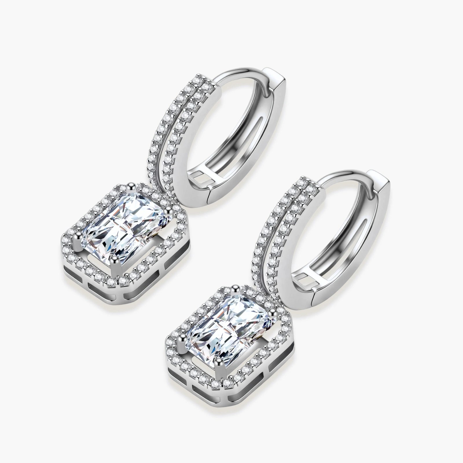Obelisk Drops - near colorless lab-created moissanite earring in 925 sterling silver - view 3