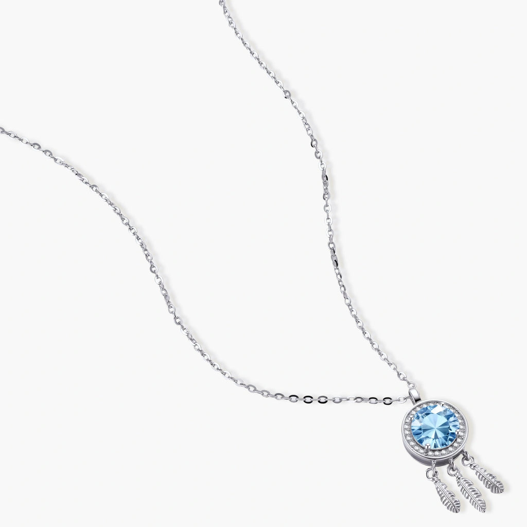 Dreamcatcher Spirit Necklace - near colorless lab-created moissanite necklace in 925 sterling silver - view 2