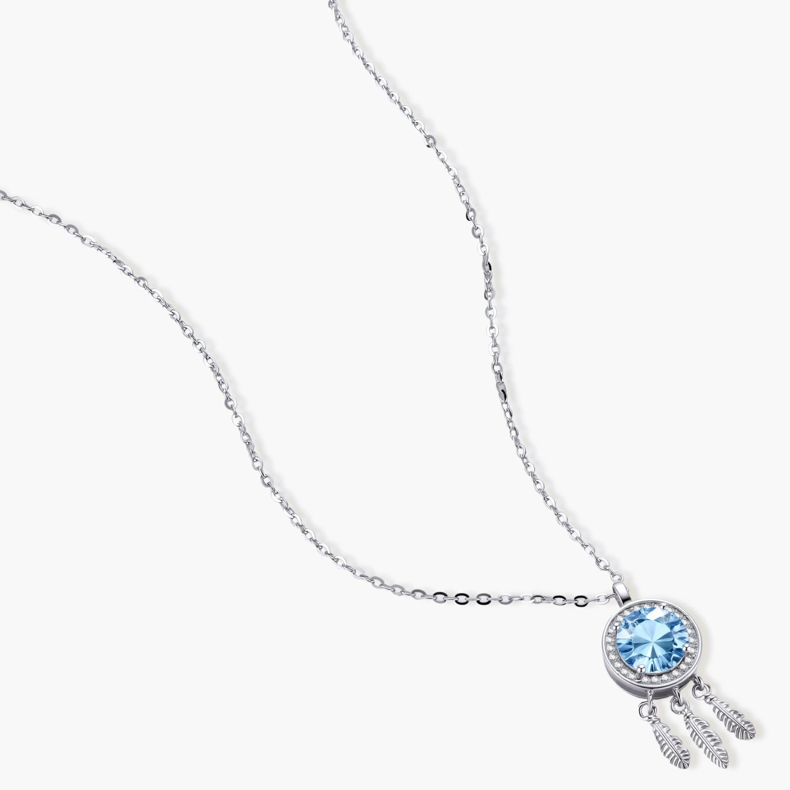 Dreamcatcher Spirit Necklace - near colorless lab-created moissanite necklace in 925 sterling silver - view 2