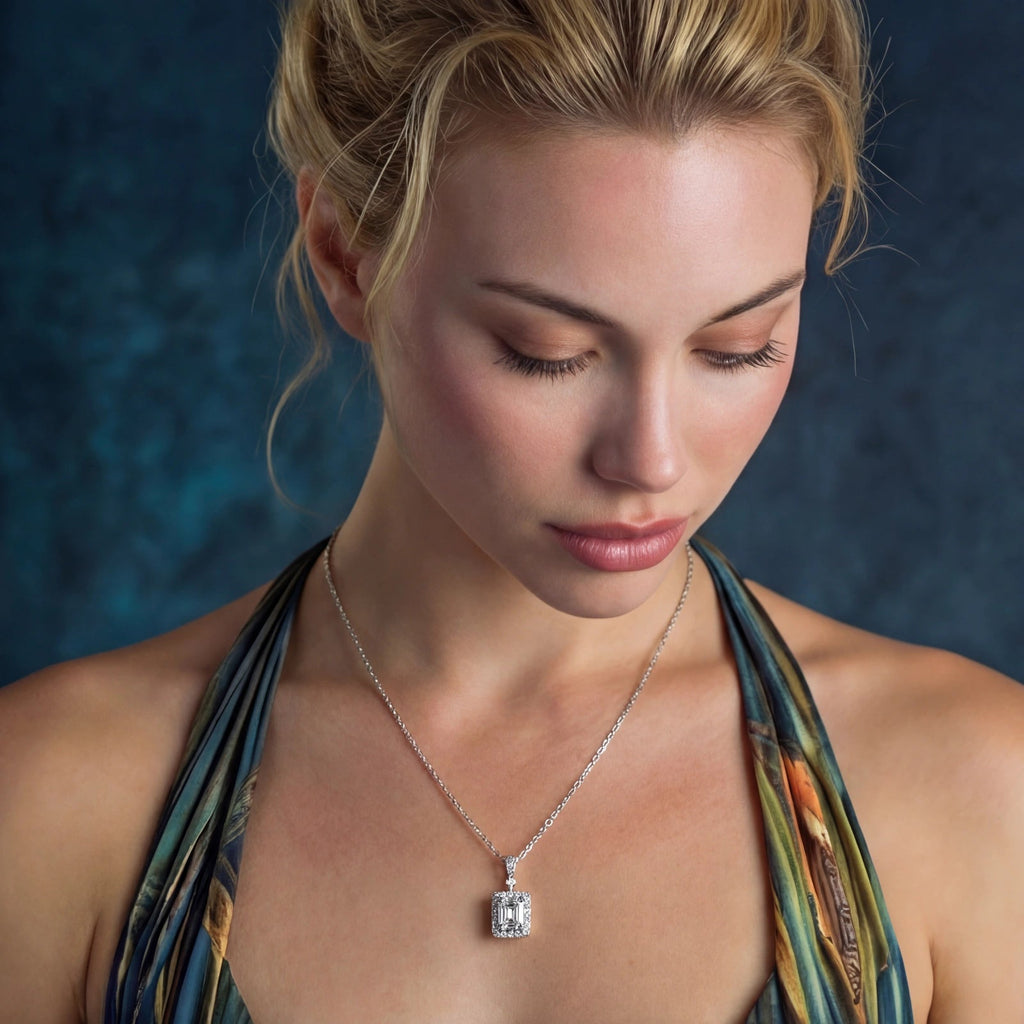 Monolith Pendant - lab-created moissanite necklace in 925 sterling silver - view 4