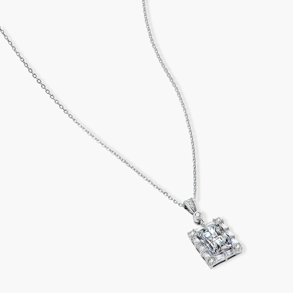 Monolith Pendant - lab-created moissanite necklace in 925 sterling silver - view 2
