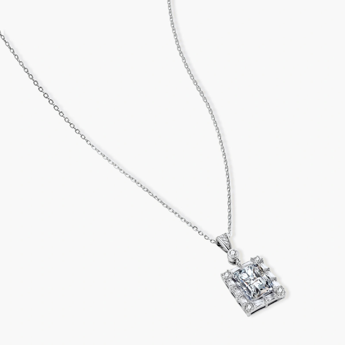 Monolith Pendant - lab-created moissanite necklace in 925 sterling silver - view 2