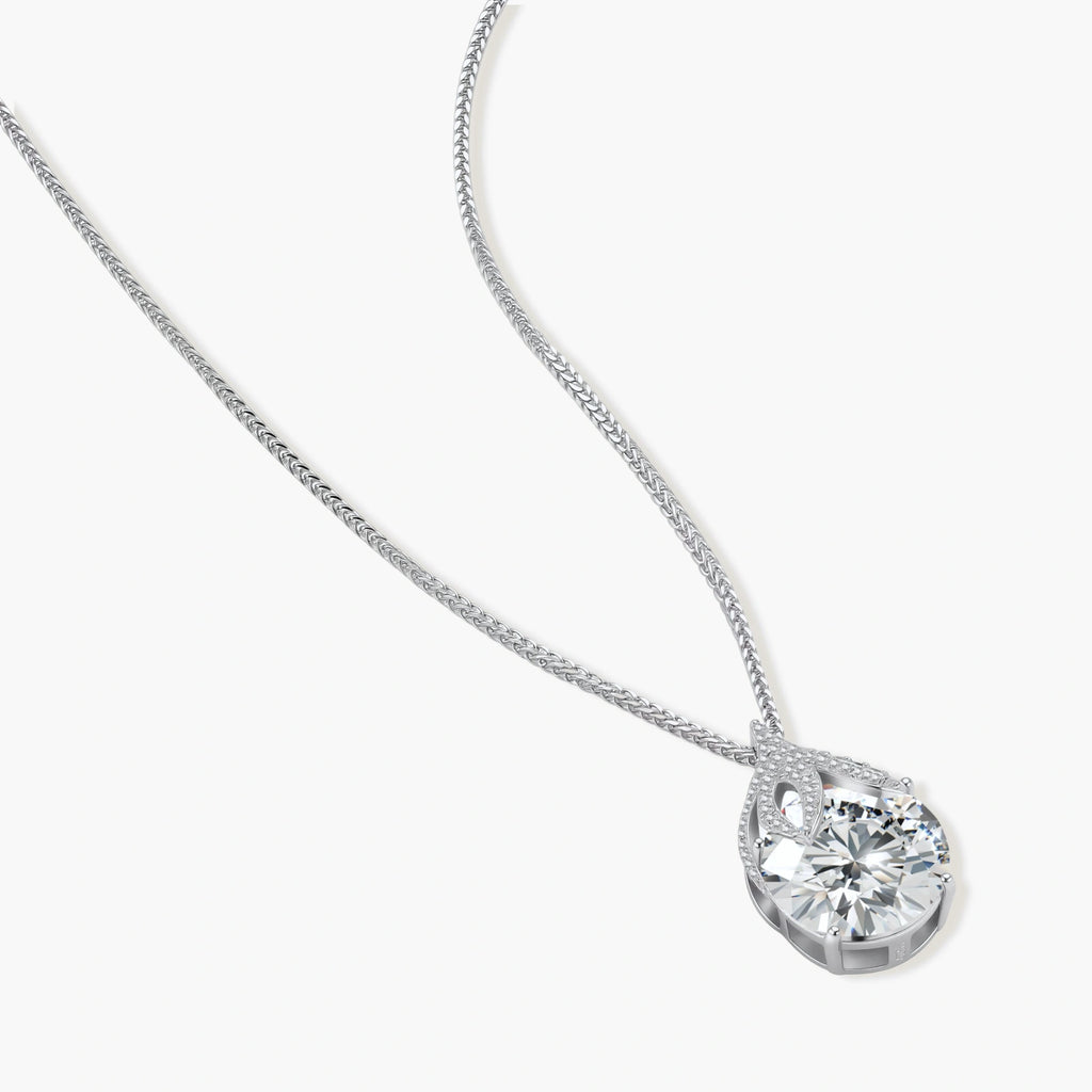 The Coronation Pendant - lab-created moissanite pear cut necklace in 925 sterling silver - view 2
