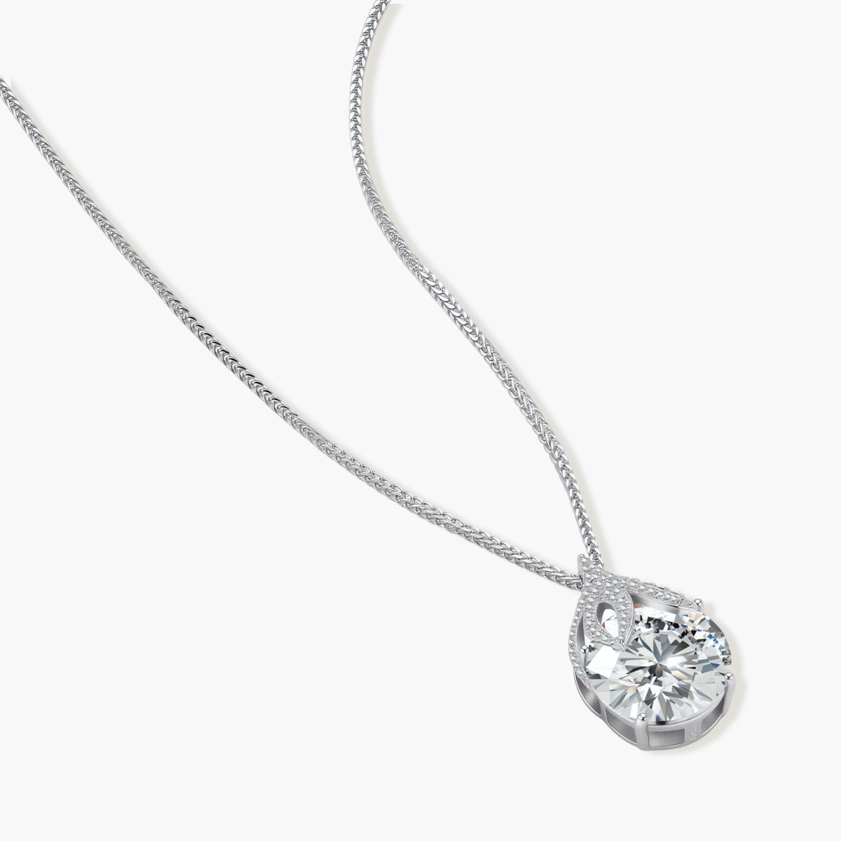 The Coronation Pendant - lab-created moissanite pear cut necklace in 925 sterling silver - view 2