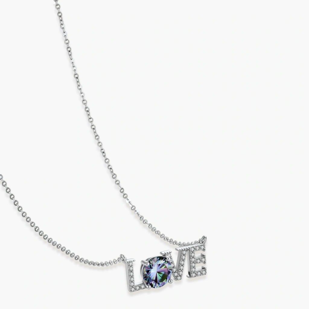LOVE Moissanite Necklace - lab-created moissanite necklace in 925 sterling silver - view 2