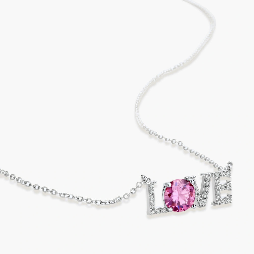 Love Statement Necklace - near colorless lab-created moissanite necklace in 925 sterling silver - view 2