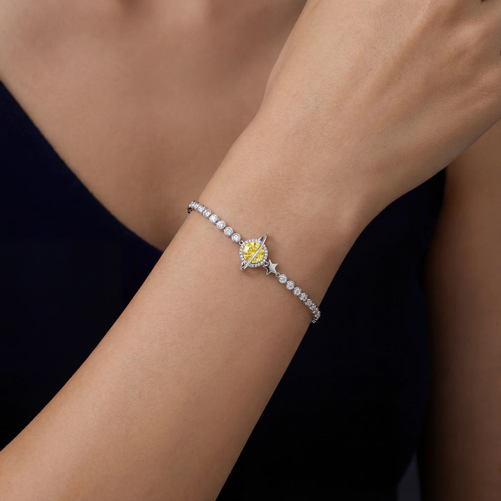 Aphelion Bracelet - yellow lab-created moissanite bracelet in 925 sterling silver - view 4